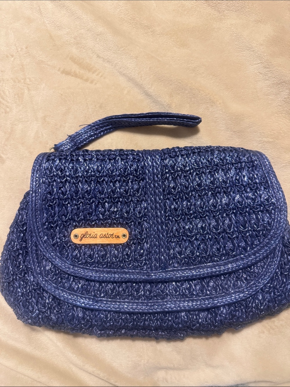 Gloria Astor Navy Woven Wristlet Clutch